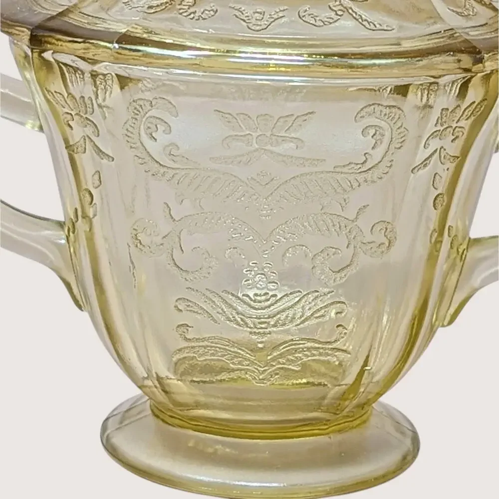 1930s Federal Glass Amber Madrid Creamer and Sugar Bowl
